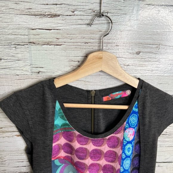 Desigual gray pink midi dress size small - Picture 3 of 7